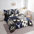 thumbnail image 3 of Homewish Woodland Animal Deer 7pcs Bedding Comforter Set,Rustic Outdoor Adventure Queen Bedding Sets,Patchwork Geometric Checkered Queen Sheet Sets For Teens,Ultra Soft Home Decor Reversible, 3 of 8