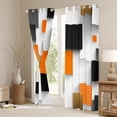 thumbnail image 3 of Manfei Geometric Square Black Out Curtains,Modern Abstract Curtains Pack of 2 (42x63 Each),Orange White Black Bedroom Curtains For Men Women,Super Cozy Room Decor, 3 of 6