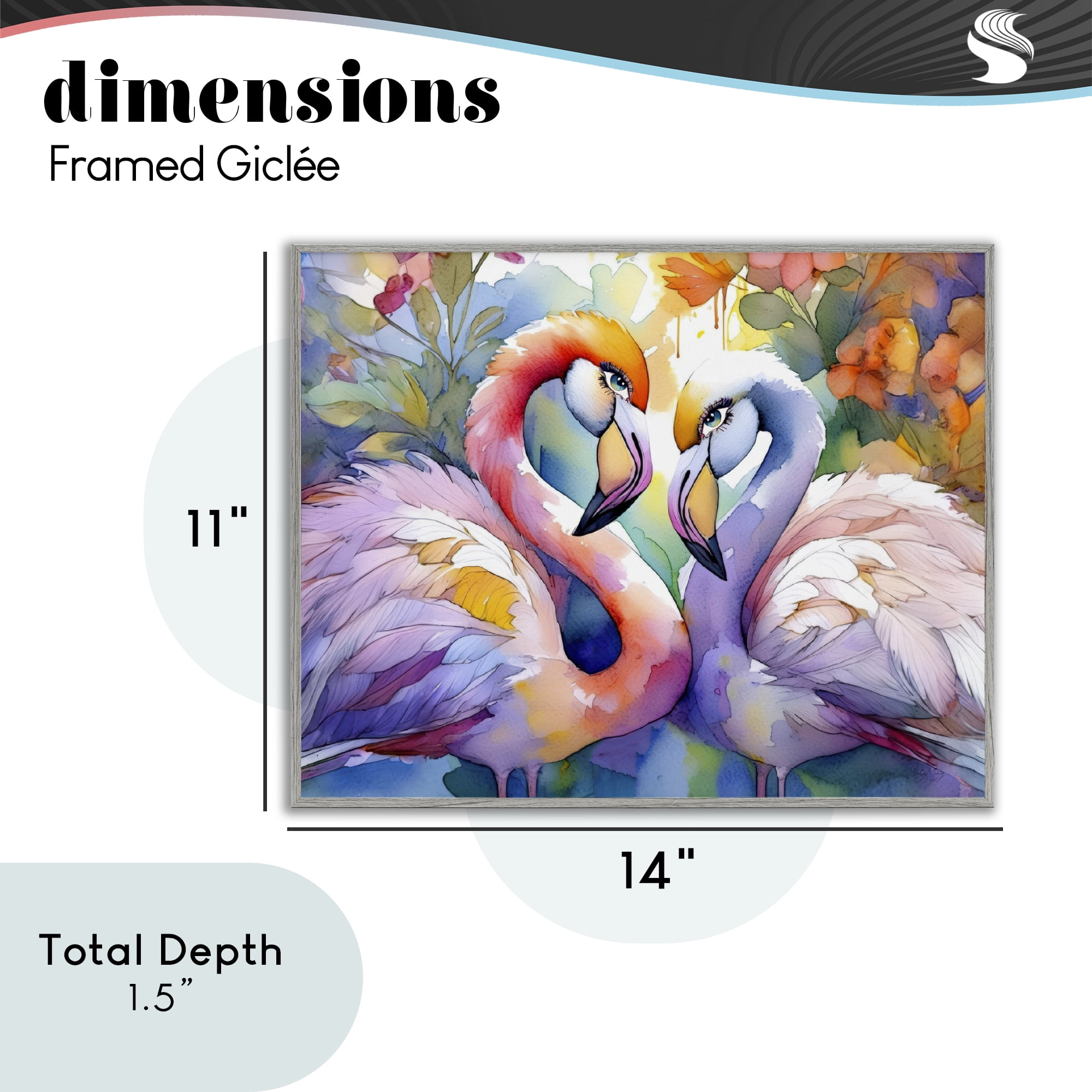 Stupell Industries Flamingo Love Pair Gray Framed Giclee Art, design by Shelly Craig