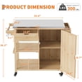 thumbnail image 4 of QinaQin Chariot de Gril d'Extérieur en Bois Robuste avec Dessus en Acier Inoxydable, Armoire de Rangement, Tiroir, Étagères Ouvertes et Roues Verrouillables Îlot de Cuisine Roulant Portable et Table de Préparation, 4 of 9