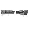 thumbnail image 2 of Modway Stance 3-Piece Aluminum & Fabric Patio Sofa Set in White and Gray, 2 of 8