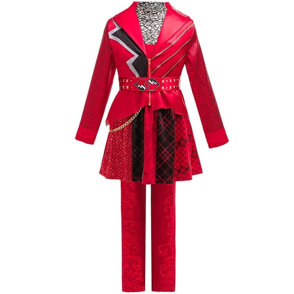 Red Costume Halloween Outfit with Jacket Dress Pants & Accessories