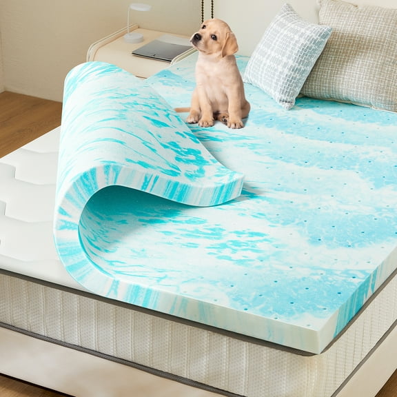 CONCETTA 3-Inch Full Cooling Gel Memory Foam Mattress Topper, Pressure Relief, Back Pain Support
