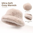 thumbnail image 2 of Lumtrix Faux Fur Winter Hats For Women Winter Christmas Stocking Stuffers Fluffy Solid Color Cap Beige One Size, 2 of 7