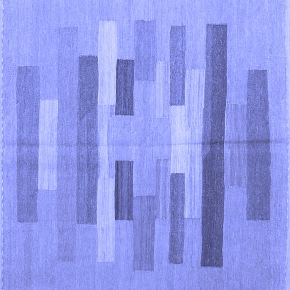 Ahgly Company Machine Washable Indoor Square Abstract Blue Contemporary Area Rugs, 3' Square