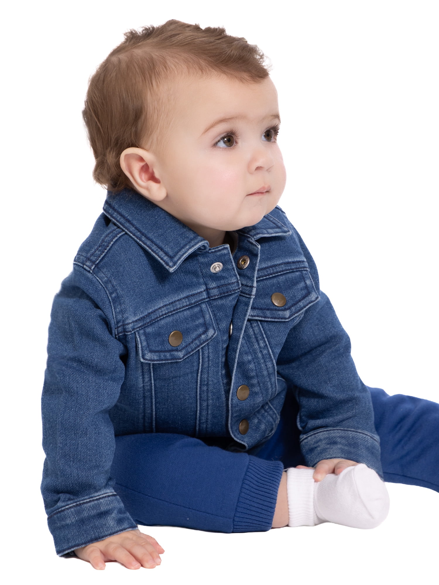 Wonder Nation Baby Girls Denim Jacket with Long Sleeves, Sizes 0/3M-24M