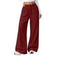 thumbnail image 2 of DLIDG Wide Leg Sweatpants for Women Baggy&nbsp;Elastic High Waisted Joggers Drawstring Track Pants with Pockets Basic Lightweight&nbsp;Joggers Fashion Loose Sweatpants Casual Lounge Trousers Wine M, 2 of 4
