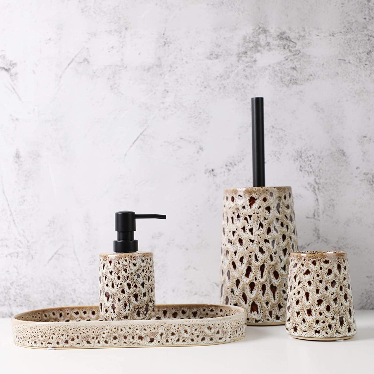Details about   5pcs Bathroom Ceramic Bath Accessory Set Soap Dispenser Dish Toothbrush Holder 