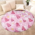 thumbnail image 4 of Pink Christmas Tree Round Blanket,Comfortable Soft Flannel Throw Blanket,All Season,Warm Lightweight Blankets for Sofa Bed Couch Living Room Chair 47"x47", 4 of 5