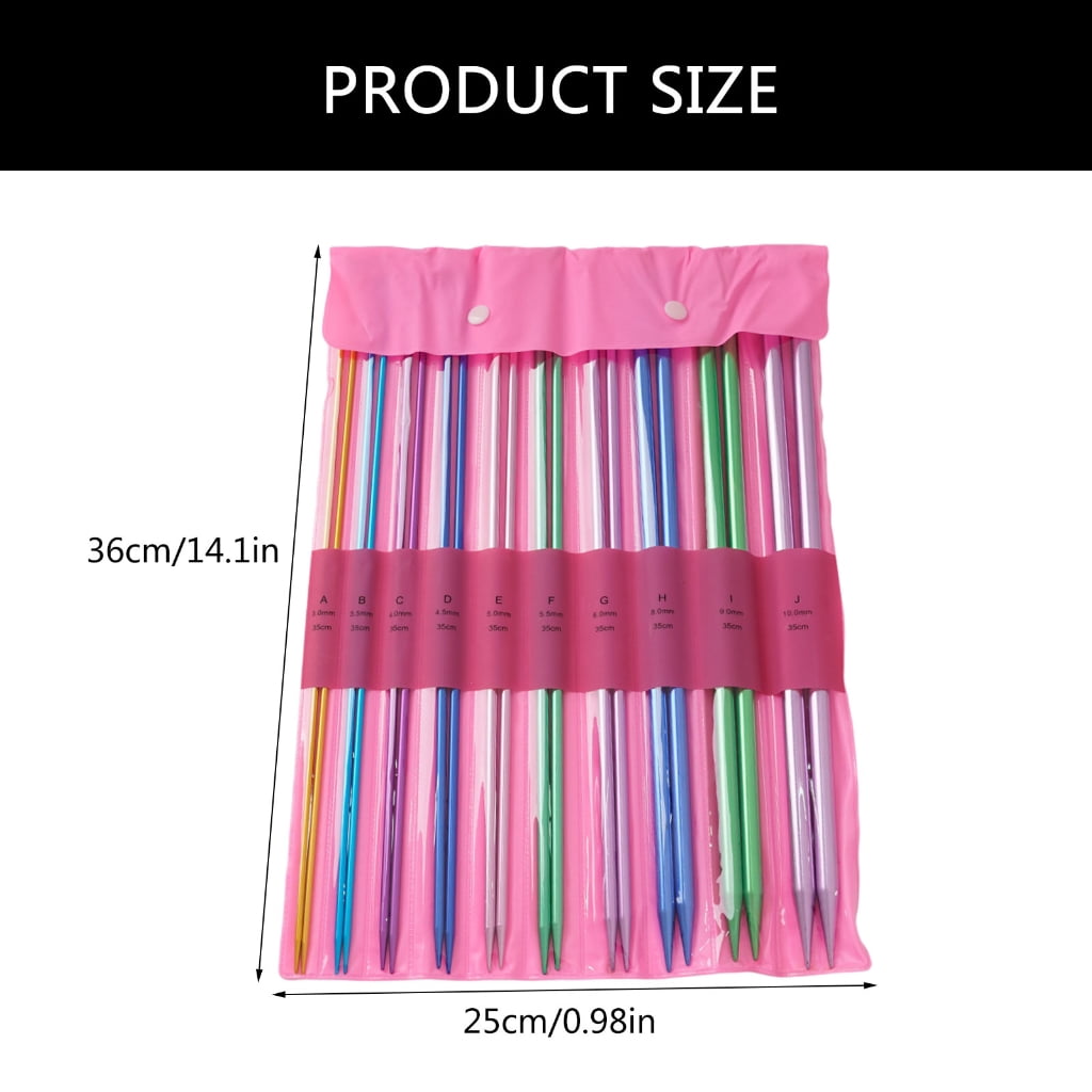 WINDLAND 10Pairs 35.0cm Long Aluminum Knitting Needle Single Pointed Head Knitting Needle