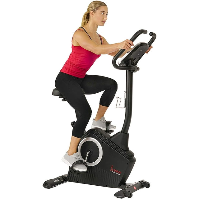 Bicicleta Estática vertical Sunny Health & Fitness SF-B2883 con Resistencia Electromagnética 240lb negro