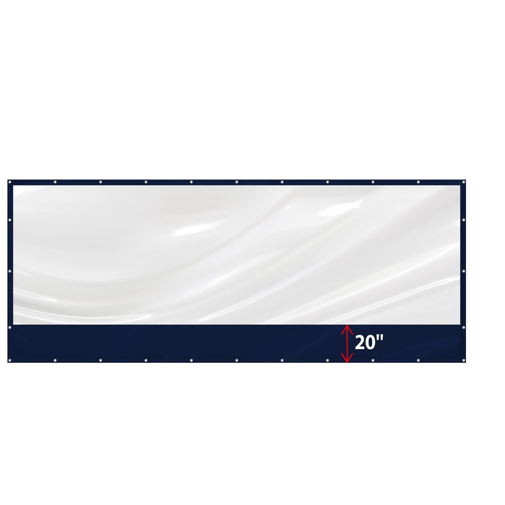 SUNNYOUTDOOR 8x20 ft PVC Vinyl Tarp Clear Sidewall for Straight Canopy Tent Transparent Sunwall with Bottom Fabric 16 Mil (Blue)