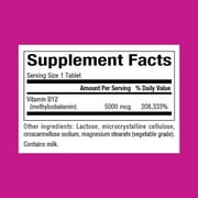 Natural Factors Vitamin B12 Methylcobalamin 5000 mcg, Chewable Support for Energy and Immune Health, Vegetarian, 60 Tablets