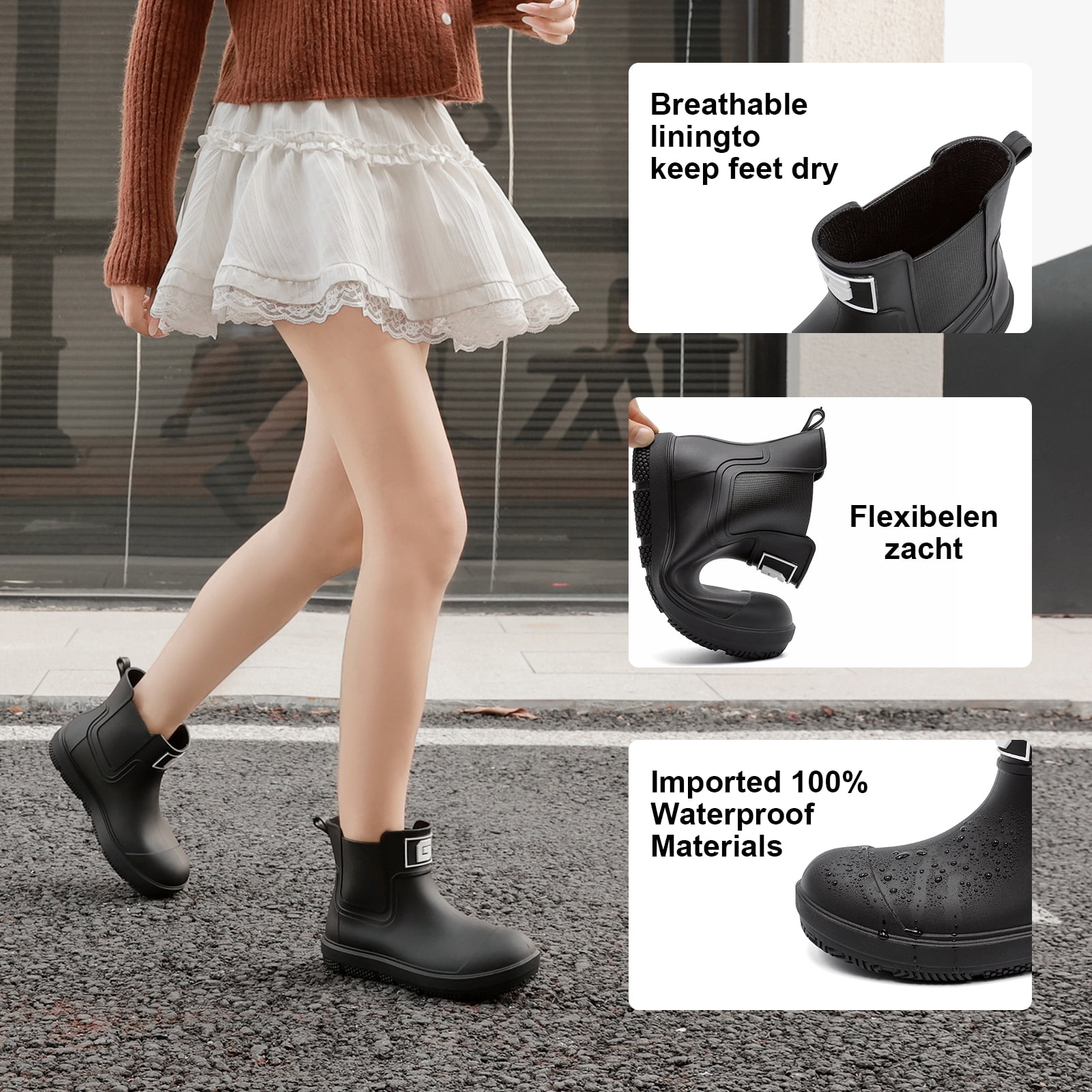 Lcamaw Deck Rain Boots Men Women, Short Waterproof Rubber Boots, Anti Slip Lightweight Water Shoes Unisex, Original Chelsea Garden Boots, Durable Fishing Boots Outdoor, Mud Work Booties