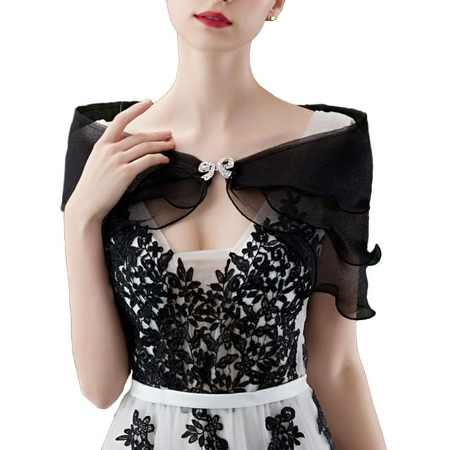 Women Evening Party Shrug Solid Color Shawl Dress Cover Up Shoulder Cape Wedding