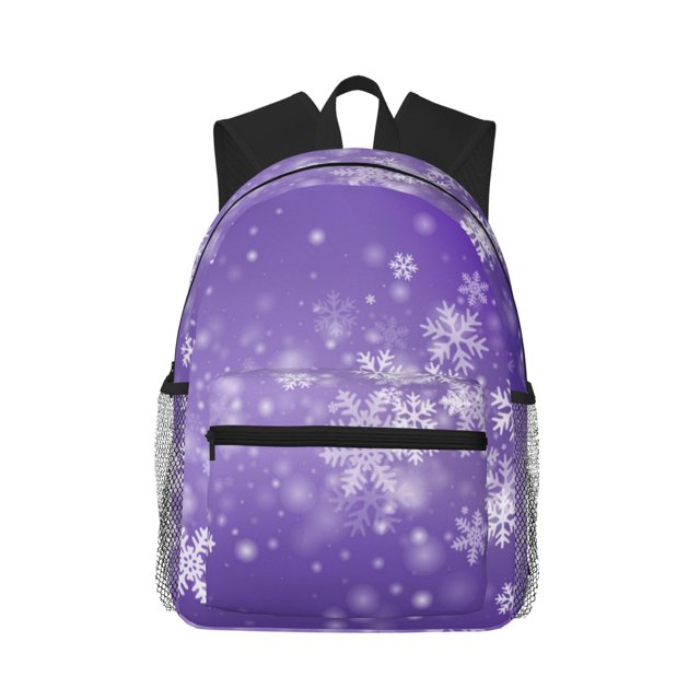 Balery Snowfall Sky White Purple Mochila para Mujeres y Hombres, Mochila Ligera Casual para Viajes, Mochila Clásica Básica para la Universidad