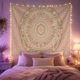 thumbnail image 2 of Pink Mandala on Soft Cream Background, Calming Boho Style for Meditation Enthusiasts, Boho Wall Art, Housewarming Gift, Tapestry Wall Hanging for Yoga Room and Bedroom, 2 of 7