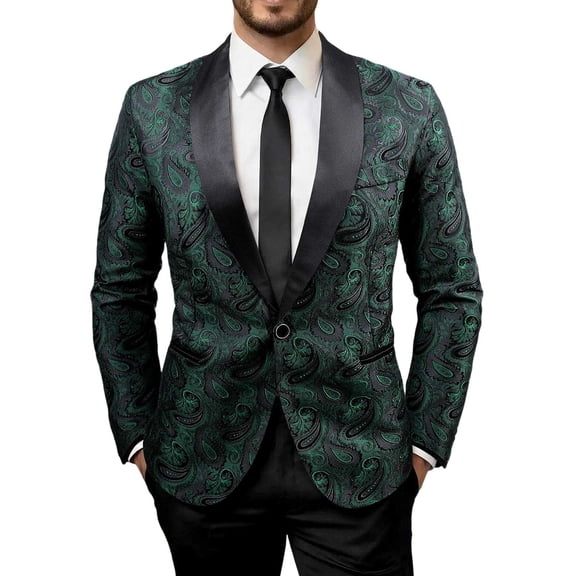 qelini Blazer Jacket for Men Big and Tall V Neck Long Sleeve Stylish Formal Evening Wedding Performance Outerwear Blazer Solid Color Cloth for Fall Winter Daily Wear