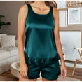 thumbnail image 2 of cfhntfmh 2 Piece Pajama Set for Women Sleeveless Tank Top Loungewear Shorts Ruffle Satin Summer Clothes, 2 of 7