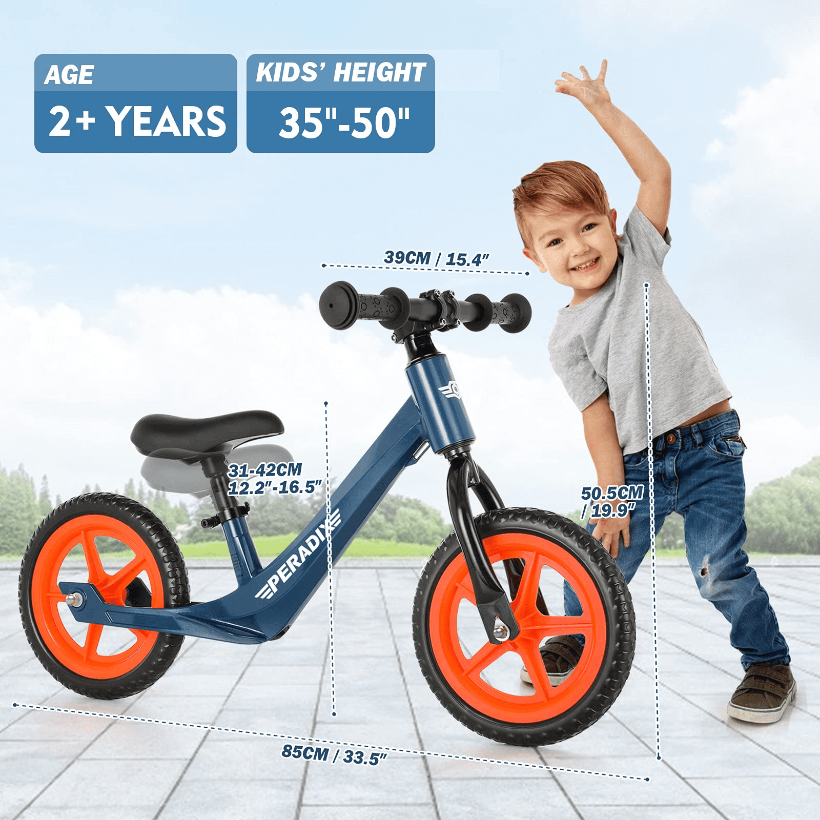No Pedal Bikes with 12~16 Height Adjustable Seat 12 EVA Tires 77lbs Loading Lightweight Toddler Training Bike for Kids Ages 2-6 Years Peradix Balance Bike First Bike Gifts for 2+ Boys Girls 