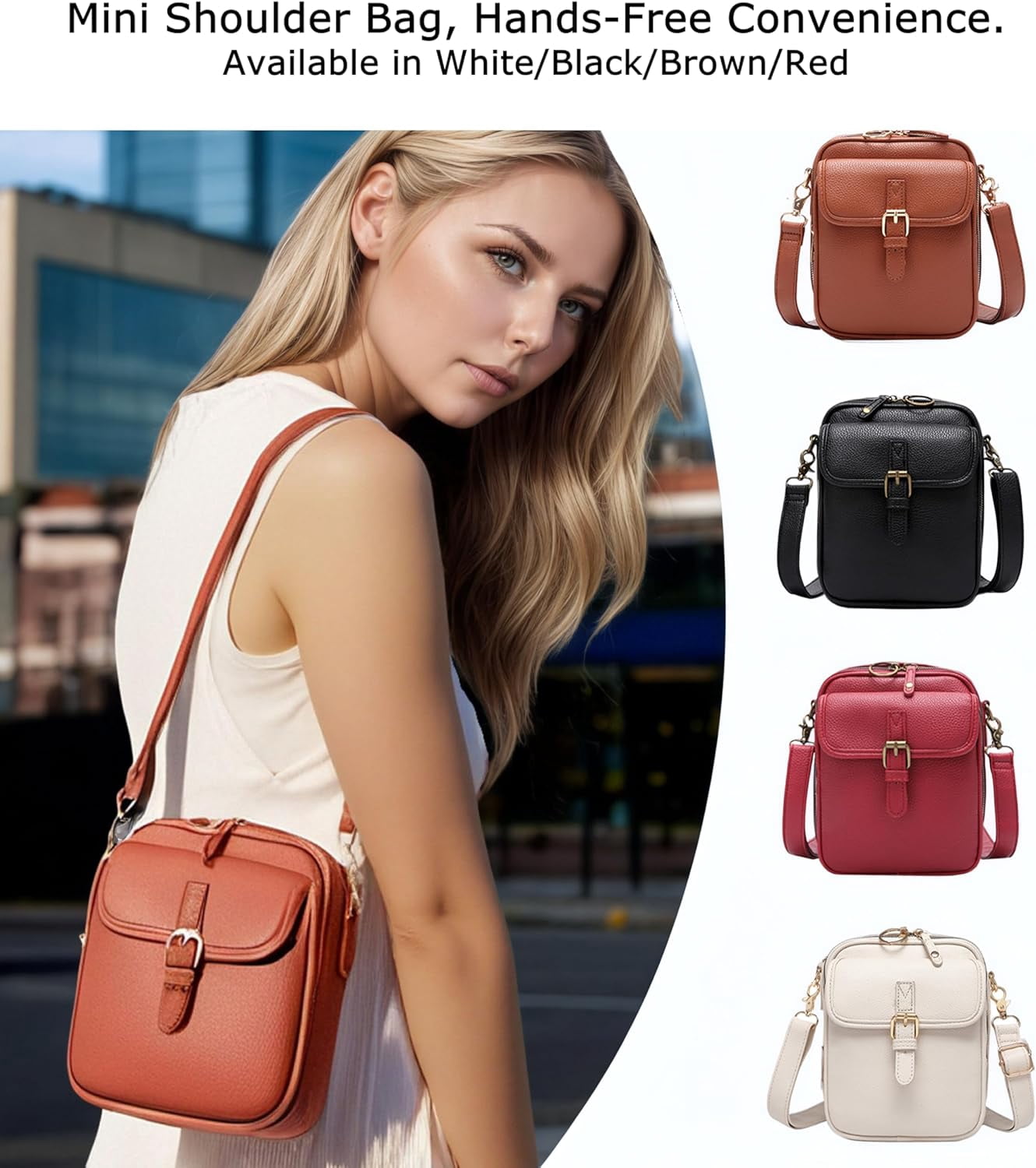 Women's Anti-Theft Crossbody Leather Bag, RFID Blocking Vintage PU Leather Travel Purse with 3 Zipper Pockets and 10 Card Slots for Daily Use