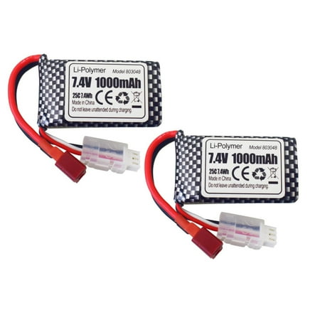 

Fytoo 7.4V 1000mAh T-Plug Lithium Battery For 18858 18859 18859A 18859E HM163 HM164 35-DJ03 35-DJ04 SN-DJ02 16889 16889A 16890 2845 2846 Q901 Q902 Q903 RC Car 4WD Off-Road Vehicle Model Battery