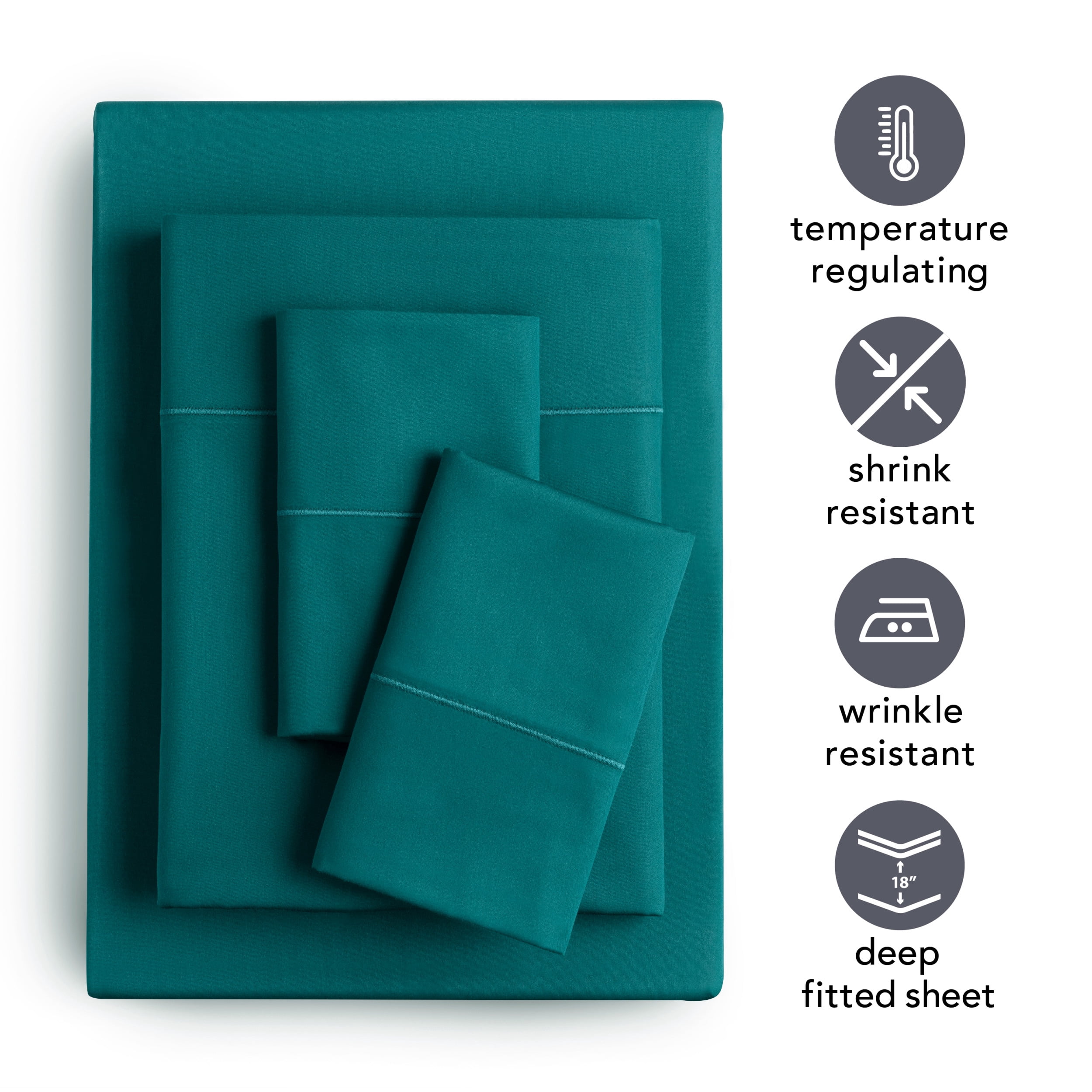Better Homes & Gardens 400 Thread Count Hygro Cotton Bed Sheet Set, Queen, Teal Rain