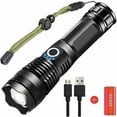 thumbnail image 1 of Super Bright 5000 Lumens LED Flashlight, USB Rechargeable 5 Modes High Power Tactical Zoom Torch with Power Indicator for Camping, Hiking, Outdoor Act, 1 of 4