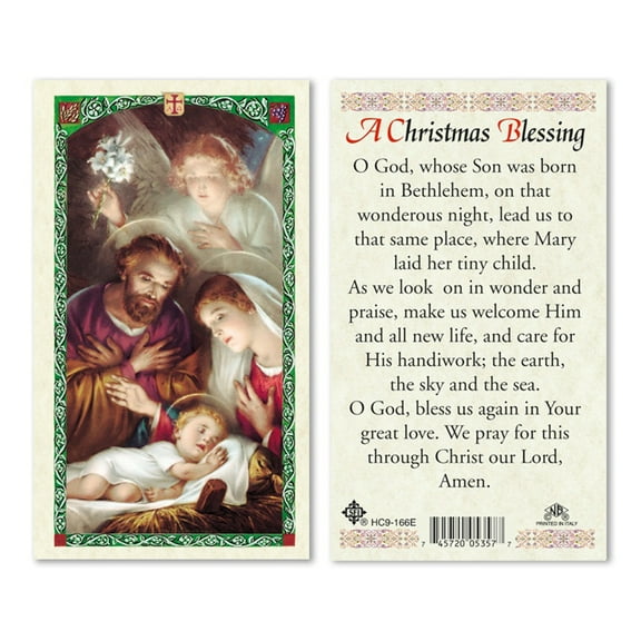 Nativity Scene Christmas Blessing Laminated Prayer Cards | Una Bendición de Navidad English Holy Cards | 2-Sided Catholic Prayer Card for Wallet, Bible, Parish & Gifts