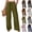 #03 Army Green, variant on Womens Casual Lounge Pants Soft Comfy Drawstring High Waisted Wide Leg Trousers with Pockets, #03 Black S