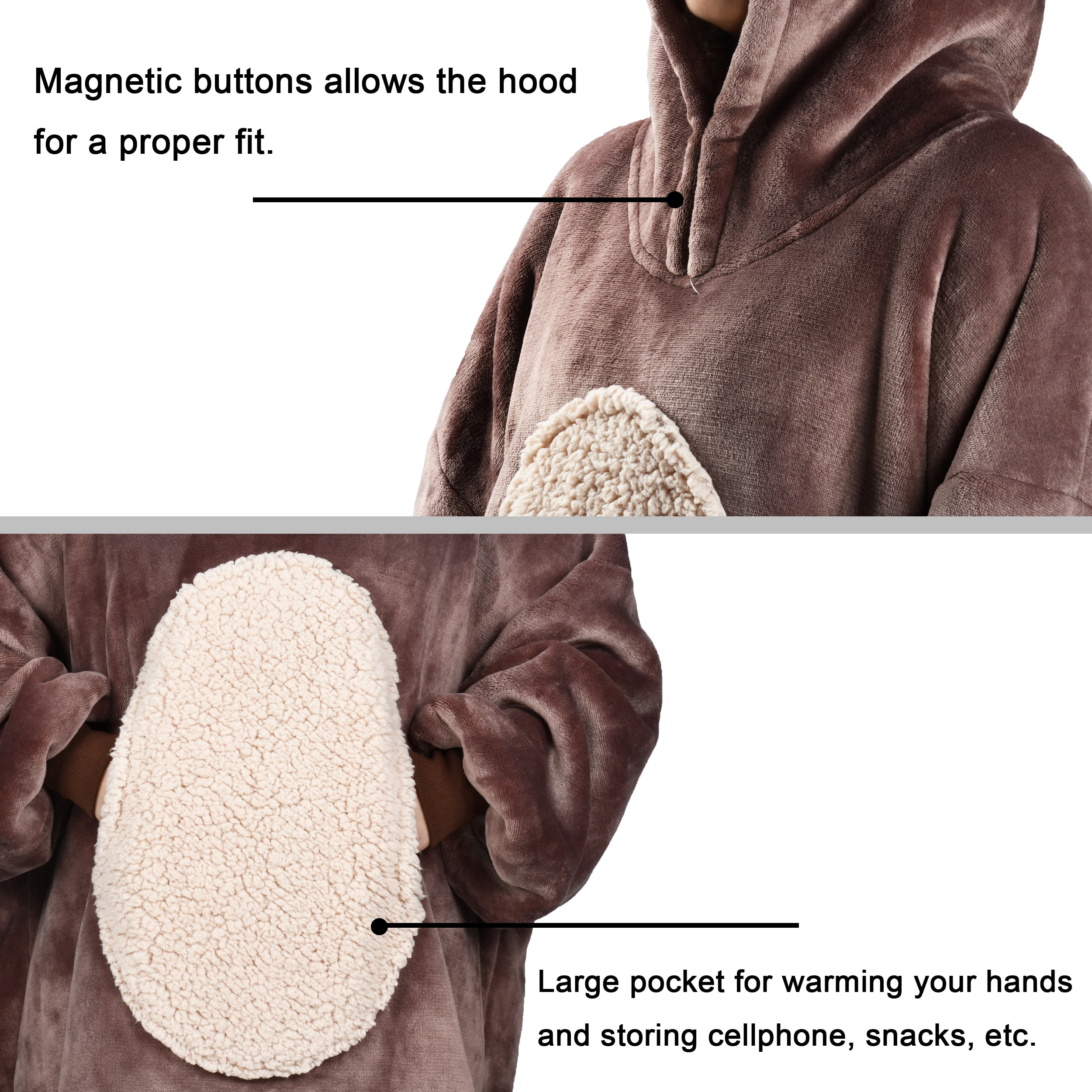 Bear Oversized Sherpa Hoodie Blanket Sweatshirt for Women
