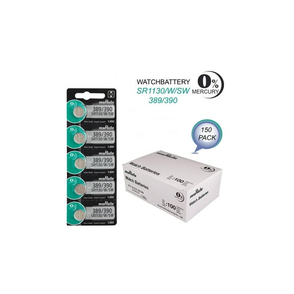 Murata 389/390 90mah 1.55v button battery 150 Pack