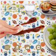 thumbnail image 6 of Football and Basketball White Pattern Round Tablecloth 70"x70", Wrinkle Resistant Wipeable Table Cover for Kitchen Dining Room Picnic Patio and Party, 6 of 6
