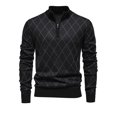 thumbnail image 4 of Men's knitted top,sweater, long-sleeved pullover with zipper, pure color stand collar spring and autumn jacket, 4 of 8