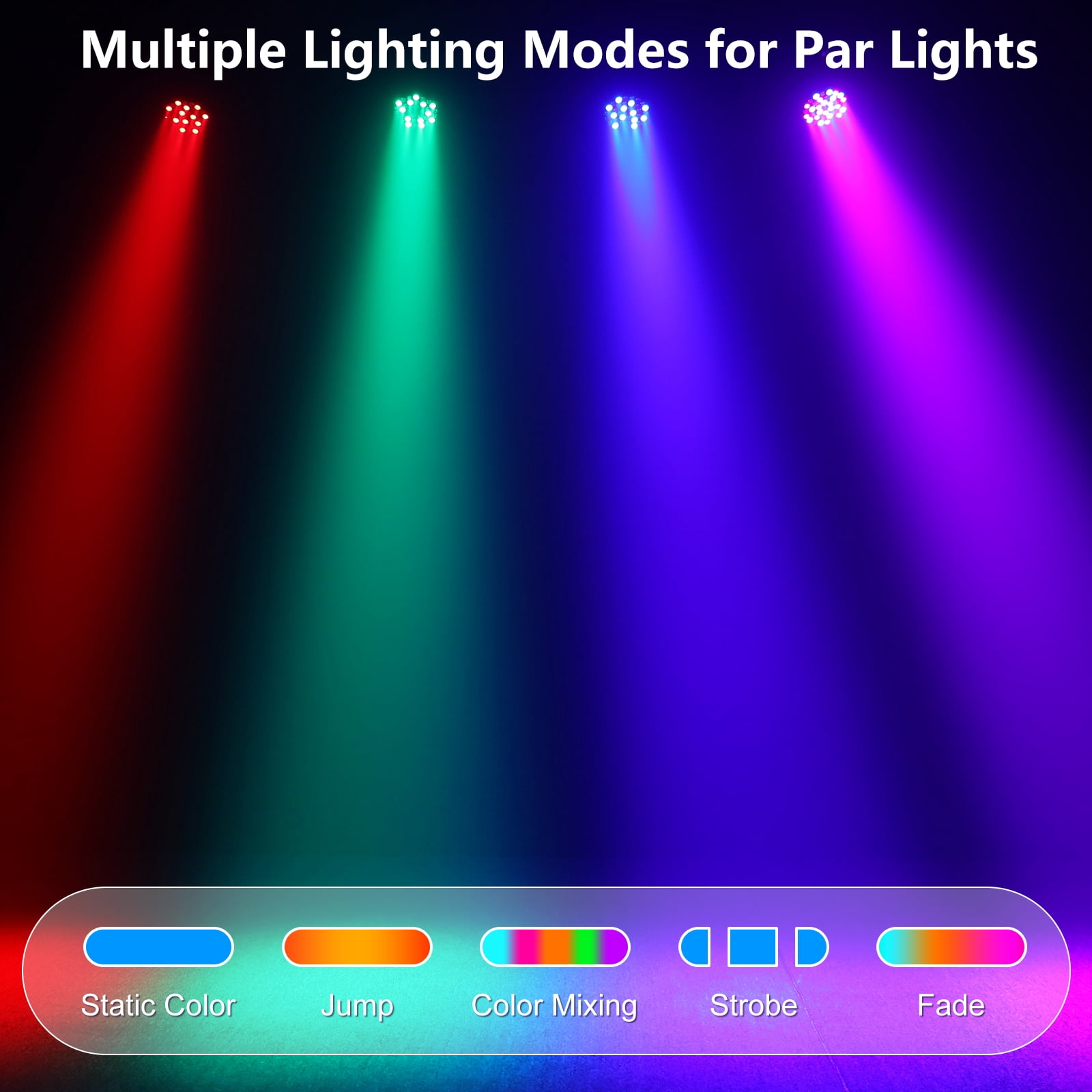 4-Pack 36-LED RGB Stage Lights - DMX & Remote Control Party Lighting for Wedding, Club & Events (4/7CH, Corded)