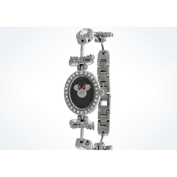 Parks Minnie Mouse Rhinestone Oval Bezel Bow Watch New with Case