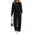 thumbnail image 4 of Fantaslook 2 Piece Womens Lounge Sets Casual Travel Outfits Fall Matching Sweatsuits Long Sleeve Sweatshirt and Wid Leg Pant Pajamas Set, 4 of 9