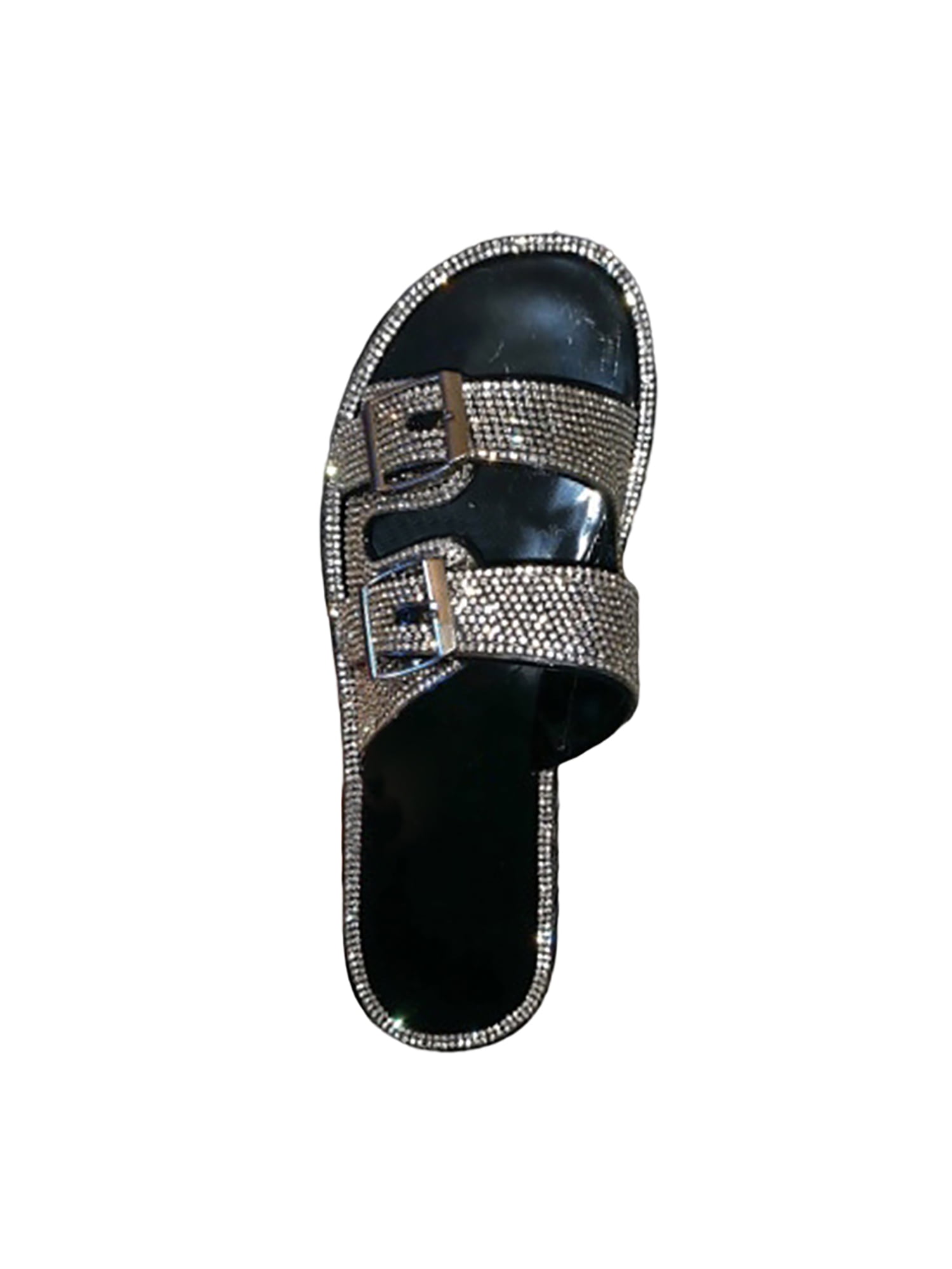 Womens Ladies Diamante Sliders Slip On Summer Sandals Slides Mules Slippers Size 
