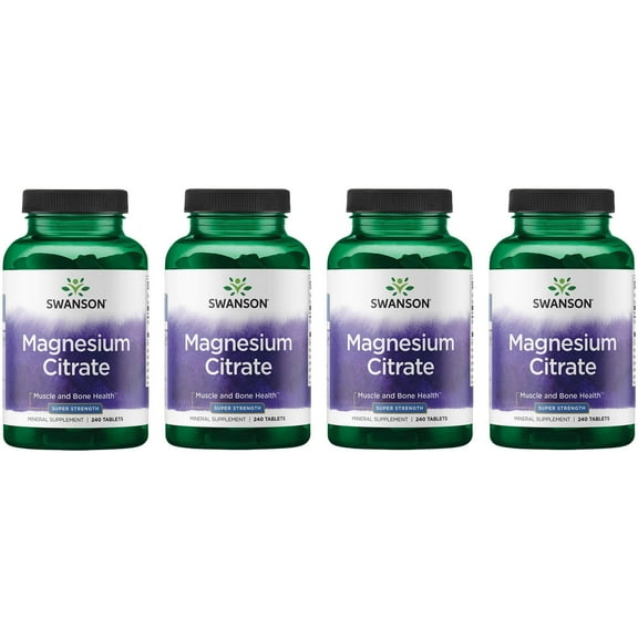Swanson Super-Strength Magnesium Citrate (112.5 Mg Per Tablet) 240 Tabs (4 Pack)