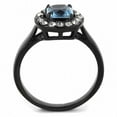 thumbnail image 4 of Womens Black Aquamarine Ring Princess Cut Squared Anillo Para Mujer Stainless Steel Ring with Glass in Sea Blue, 4 of 4