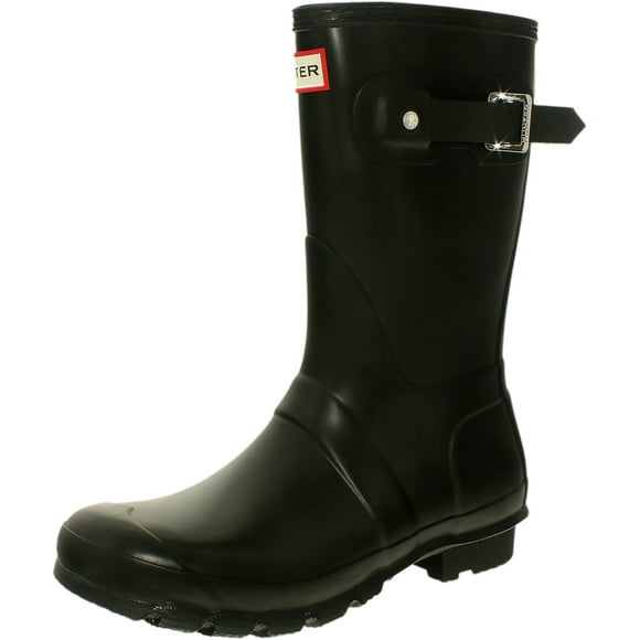 Hunter Original Short Rubber Rain Boot, Natural Rubber, Sherpa Lining, Non Slip Tread - 8M - Black
