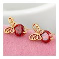 thumbnail image 2 of 18K Gold Galvanized Austrian Zircon Ear Studs   red, 2 of 4