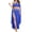 Blue, variant on JSGEK Women One Shoulder Exotic Style 2 Piece Set Crop Top and Maxi Skirt Decorative Waist Belt Lingerie for Special Occasions Blue XL