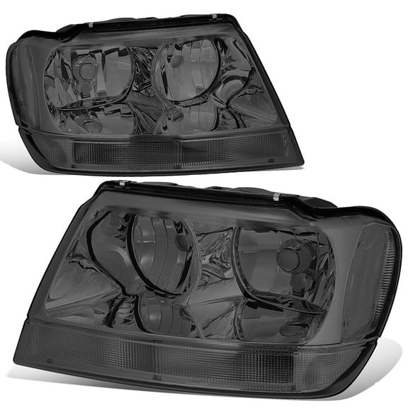 DNA Motoring For 99-04 Jeep Grand Cherokee WJ Smoked Clear Corner Headlight Lamps Pair