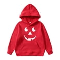 thumbnail image 1 of SNPOSN Garçons Halloween Imprimé Graphique Chandail à Capuche Veste Douce Confortable Décontracté Ensemble Chandail en Molleton Enfants 5-6 Ans Rouge, 1 of 4