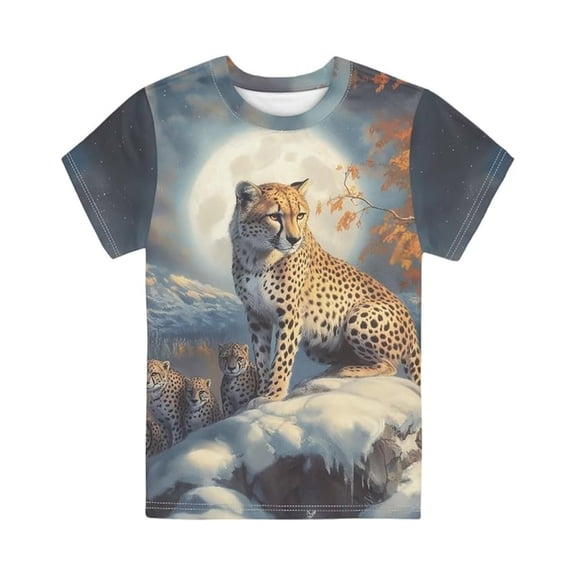 Byoo Summer Vivid T Shirt for Toddler Boys Leopard Animal Print Raglan Casual Short Sleeve Tops