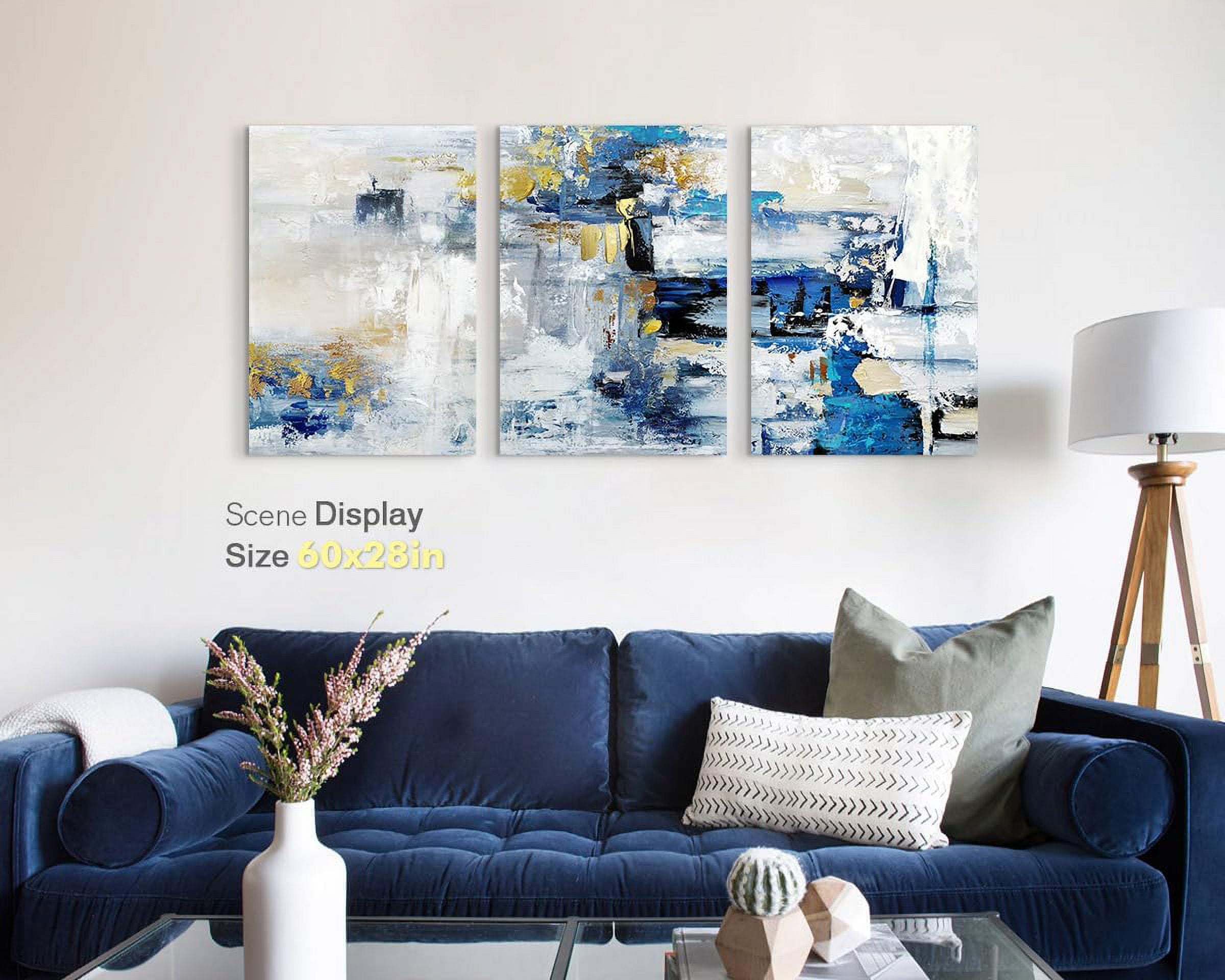 Paintings Living Room Office Wall Art Large Canvas Wall Pictures Navy Blue Artwork for Walls Modern Art Wall Decor Abstract Painting Huge Wall Decorations Dining Room Bedroom Artwork
