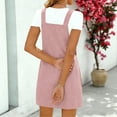 thumbnail image 4 of Qiopertar Corduroy Overall Dress for Women Adjustable Straps Multi-Pocket Jumper Casual Fall Winter Vintage Pinafore Dress, Pink XL, 4 of 7