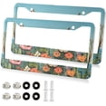 thumbnail image 2 of GZHJMY Colorful Flowers Butterfly License Plate Frames Set of 2, Universal Aluminum License Plate Holders 2 Holes Car Tag Frames Automotive Exterior Accessories with Screw Caps Decorative, 2 of 7