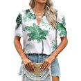 thumbnail image 5 of Nlife Women Puff Sleeve Floral Hawaiian Shirt V Neck Casual Tropical T-Shirt, 5 of 7